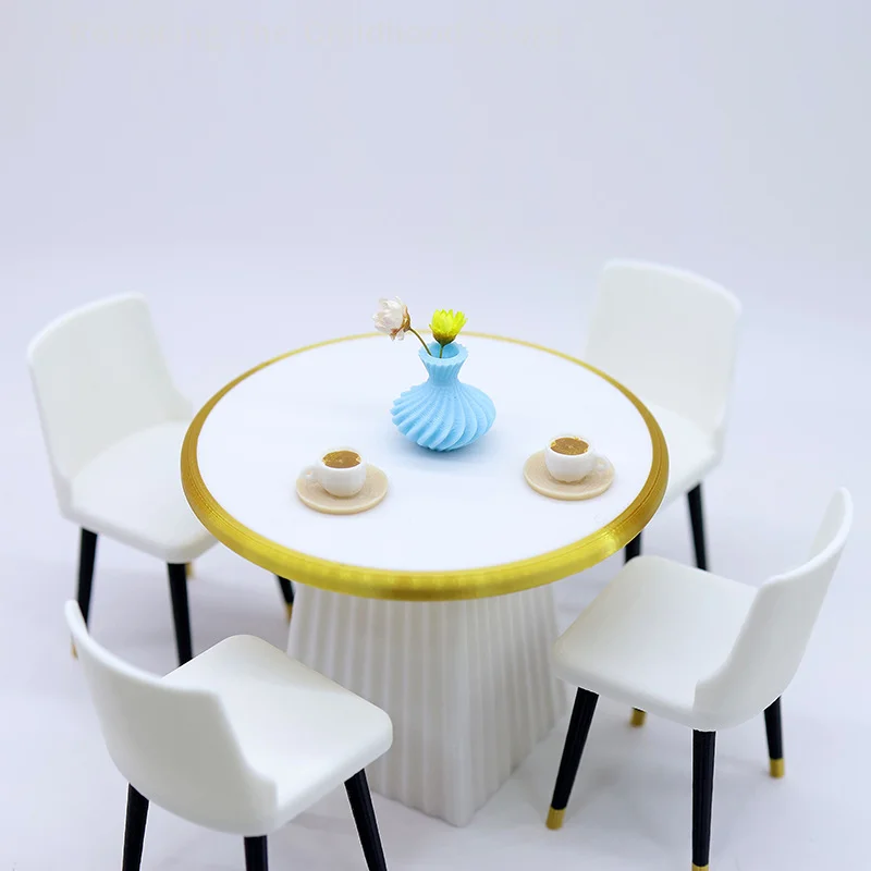 1Pc/1Set Poppenhuis Eettafel En Stoelen Simulatie Model Mini Living Meubels Speelgoed Poppenhuis Accessoires Fantasiespel speelgoed
