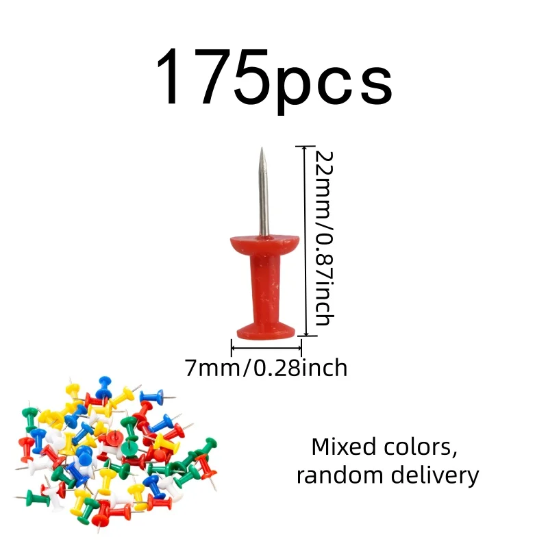 175 pcs I-Shape Map Pins, Sharp Steel Pin Point for Paper Notice Fixing, Sturdy Bent Resistant great for DIY Craft Display