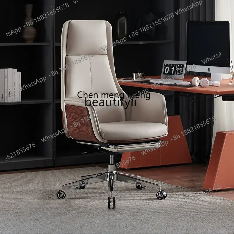 

D178 Y Simple Executive Chair Genuine Leather Office Reclining Business Executive Long Sitting Computer Chair Home
