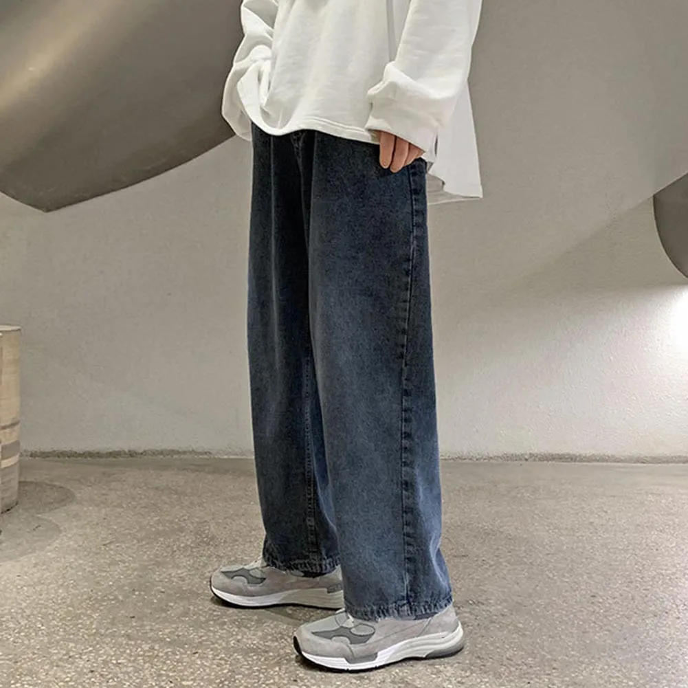Jeans lavati da uomo Pantaloni dritti larghi alla moda Pantaloni larghi retrò Casual