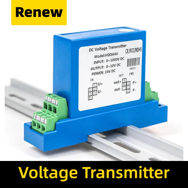 

DC Voltage Transducer 4-20mA rs485 Converter DC 0-10V/50V/100V/300V/500V/1000V input DC12V 24V Power Analog Signal