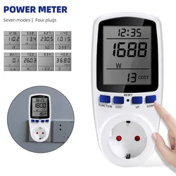 Power Meter EU Plug Wattmeter Watt Monitor 230V 50HZ 16A digital Measuring Outlet Wattage Power Kwh Analyzer Energy Meter