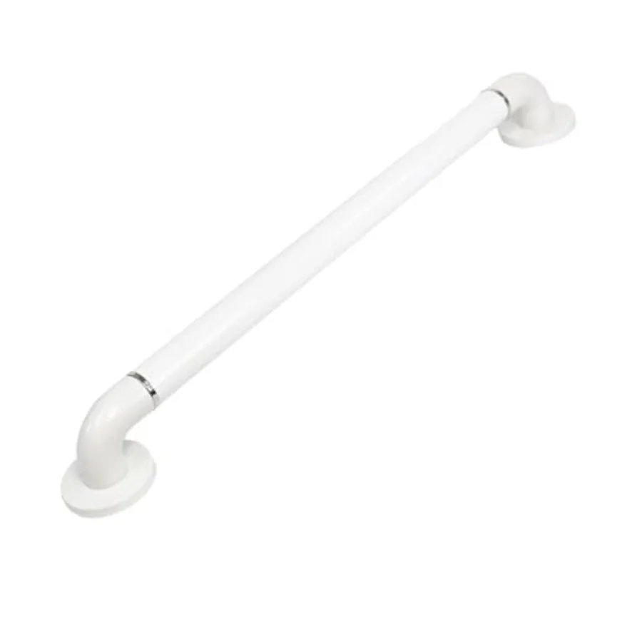 

Bathroom Shower Grab Bar Handle 24 Two-Tone White with Chrome Rings for Safety and Support in Wet Environments