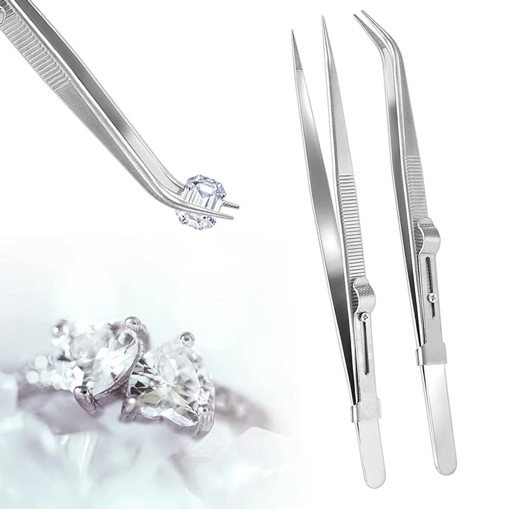 

Stainless Tweezers Jewelry Pick up Gem Stone Diamond Cross Clocking Tweezer Clip Jewelry Tool Craft Hand Tools For you making