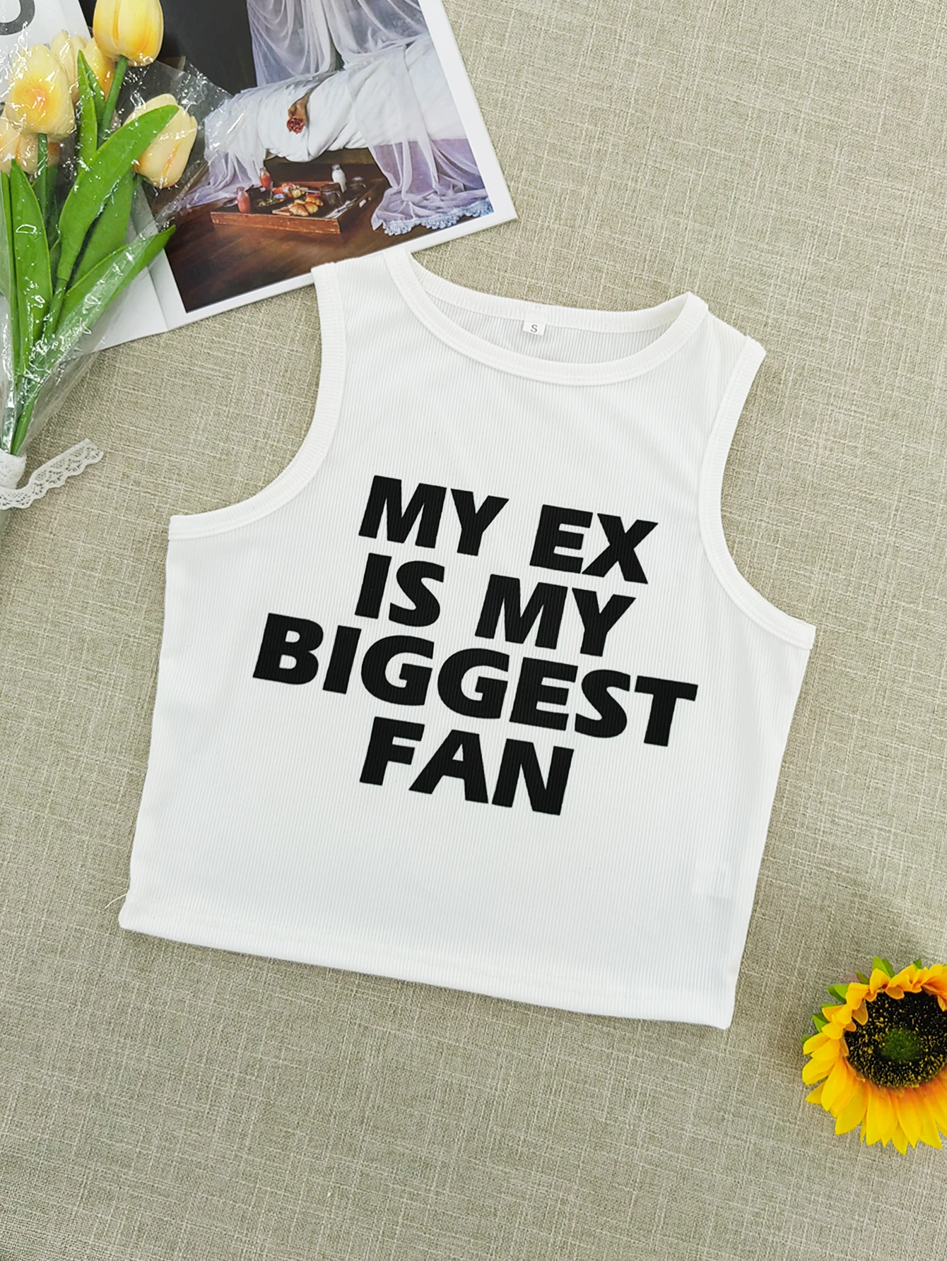 INS Spring/Summer New Arrival Streetwear Trendsetter Round Neck Versatile Letter Print Crop Top