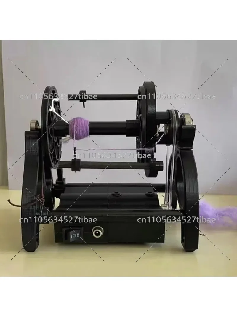 12V Speed Adjustable Mini Electric Spinning Wheel with Display for Yarn Twisting