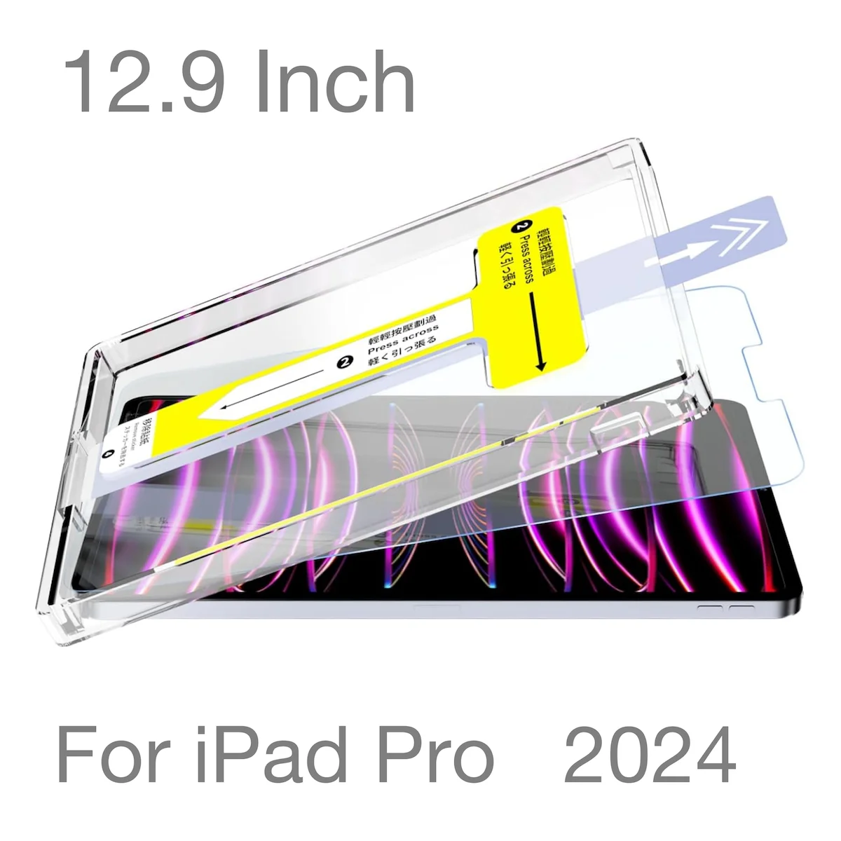 For 2024 iPad Pro 12.9inch 12.9 inch No Dust Tempered Glass Screen Protector Easy Install Auto-Dust Removal Kit