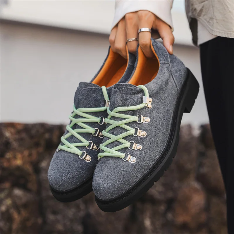 

High Quality Suede Leather Shoe 2025 Autumn New Men Casual Shoes,British Style Retro Round Toe Shoes Men Luxury Shoes for Man 신발