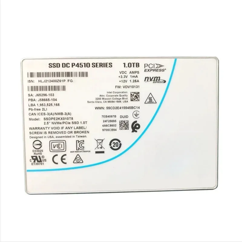 ไดรฟ์โซลิดสเตท SSD รุ่น Original P4510 P4500 2TB U.2 NVME สำหรับเซิร์ฟเวอร์ระดับองค์กร บรรจุในกล่องใหม่เอี่ยม