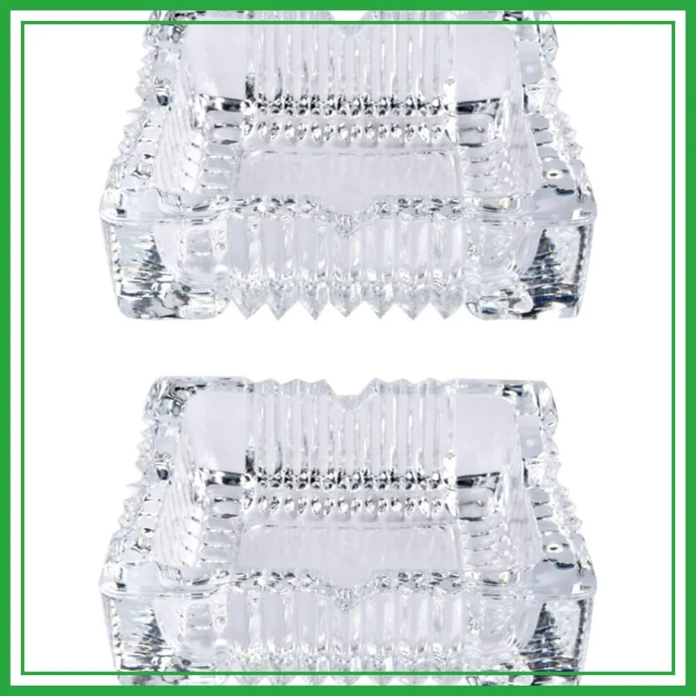 

2PCS 4 Inch Square Glass Ashtray, Tabletop Smoke Collectible Tribal Decoration