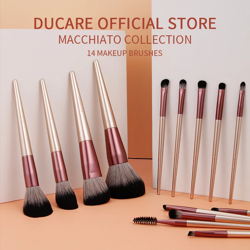 DUcare Make-Up Pinsel 8-14 Pcs mit Make-Up Tasche, kosmetik Make-Up Pinsel Set Für Foundation Blending Blush Lidschatten Nylon Haar