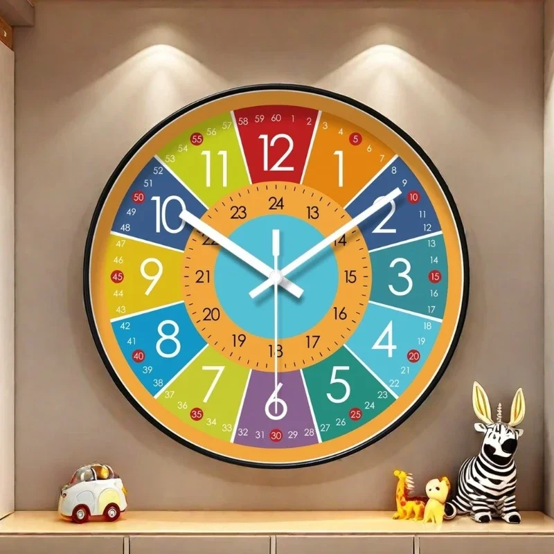 2026 New 10/12/14inch EarlyEducation Living Room Wall Clock Cartoon Early Education Ultra-quiet Fashion Home Watch Quartz Clock