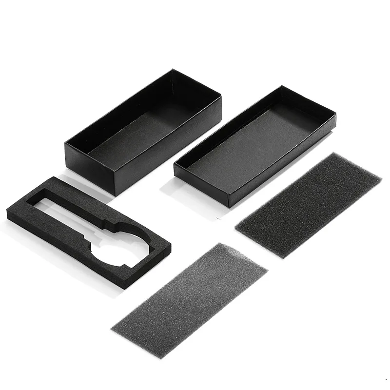 

Черная универсальная упаковочная коробка, брелок, подарочная коробка, губка, крышка для ювелирных изделий, твердая бумажная коробка, печатный логотип, золотая губка для тиснения