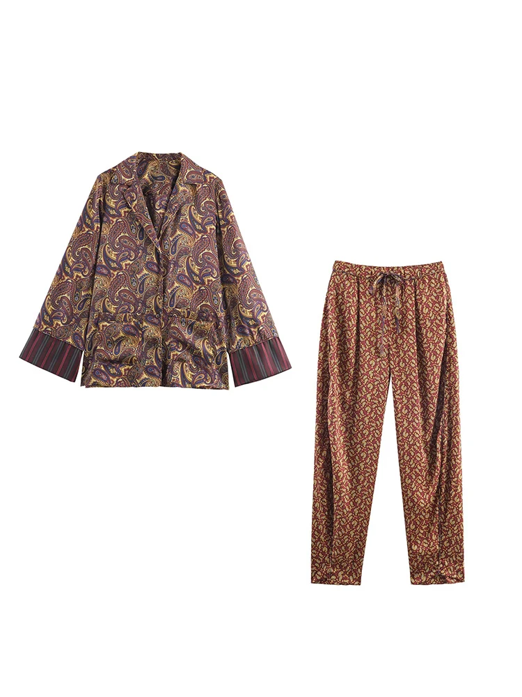 

Женский комплект 2025 г., женский новый модный топ с принтом + брюки для отдыха с принтом и боковыми карманами, комплект из двух предметов, женский элегантный топ без бретелек