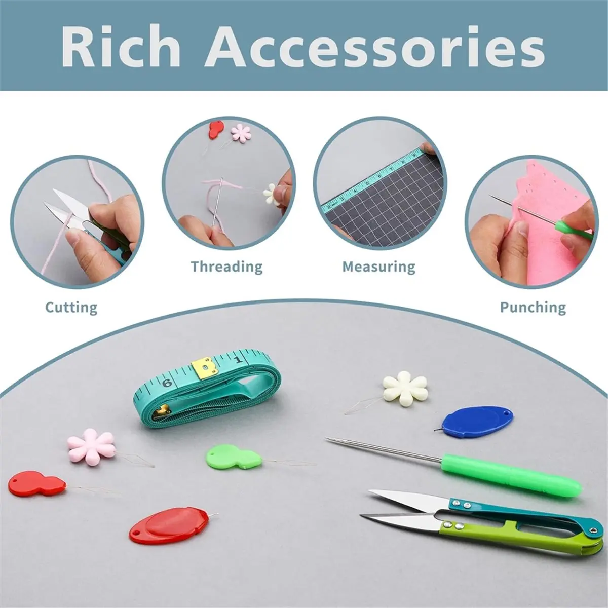 【BAAQ】 Seam Rippers for Sewing, Remover Tool, Threaders, Tape Measure, Tailors Awl, Thread Snips (15PCS)