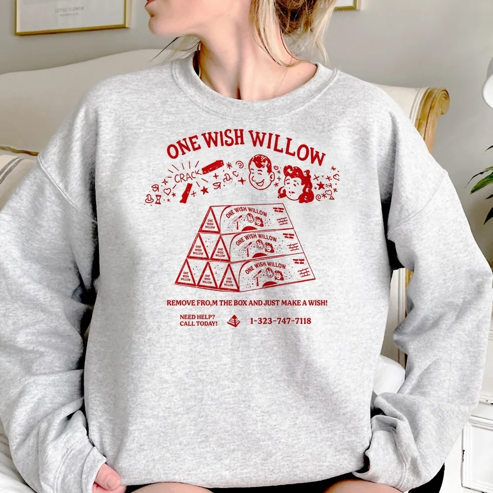 One Wish Willow sweatshirt women cartoon hoodie womens fashion fashion tops unisex Vintage