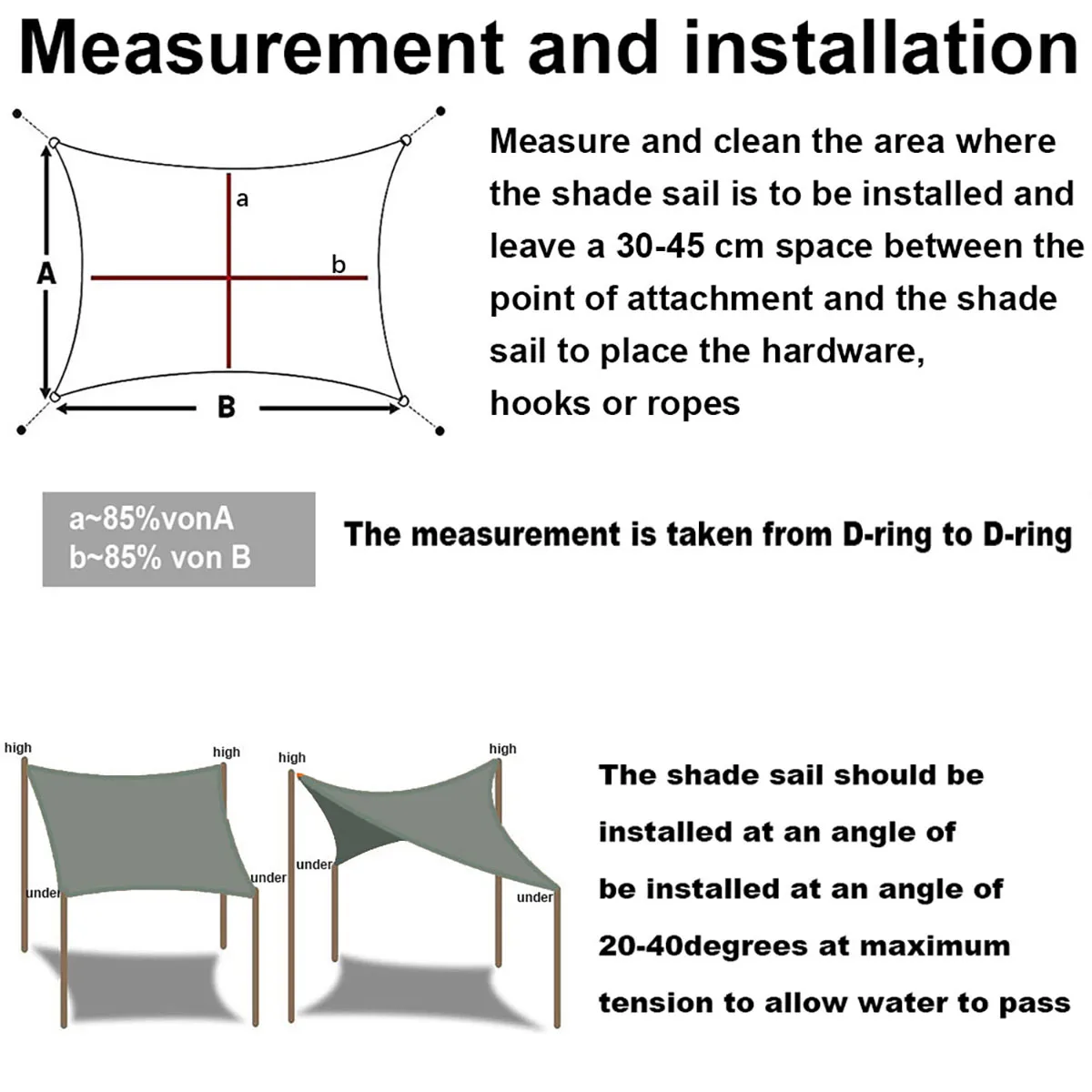 Shade Sail, Waterproof Shade Sail for Garden Terrace Outdoor Party Sun Protection Shade Canopy Canopy 98% UV Blocking with Free