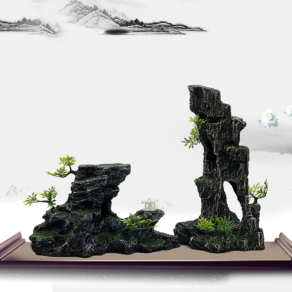 

Fish Tank Decoration Resin Mountain Craft Easy Clean Enhance Visual Appeal Aquarium Ornament Aquarium Rockery