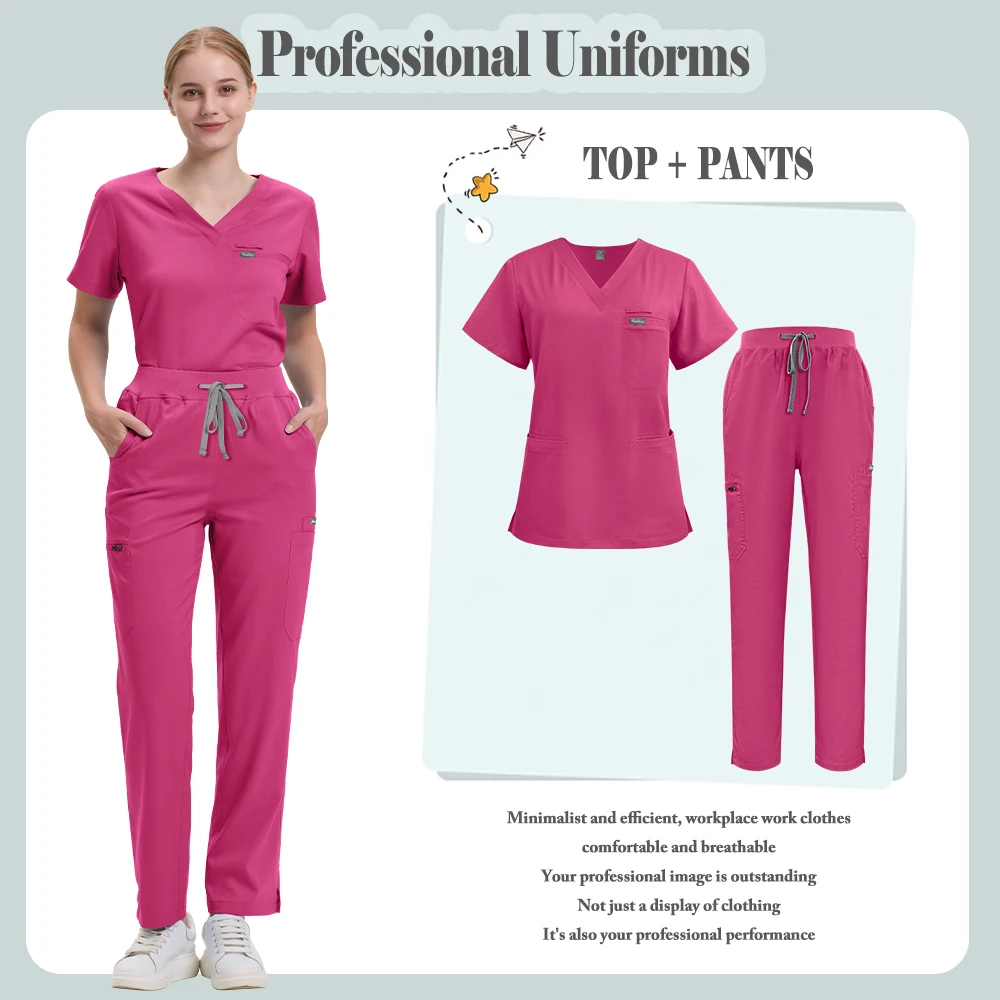 新しい臨床作業服病院手術服医療スクラブセット女性男性歯科手術スーツ美容作業服アクセサリー