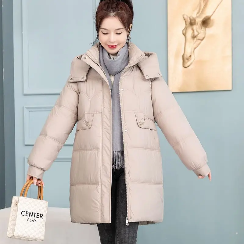 2024 Winter Women Hooded Jacket Coats Long Parkas Female Down Cotton Overcoat Thick Warm Padded Windproof Casual Windbreaker 3XL