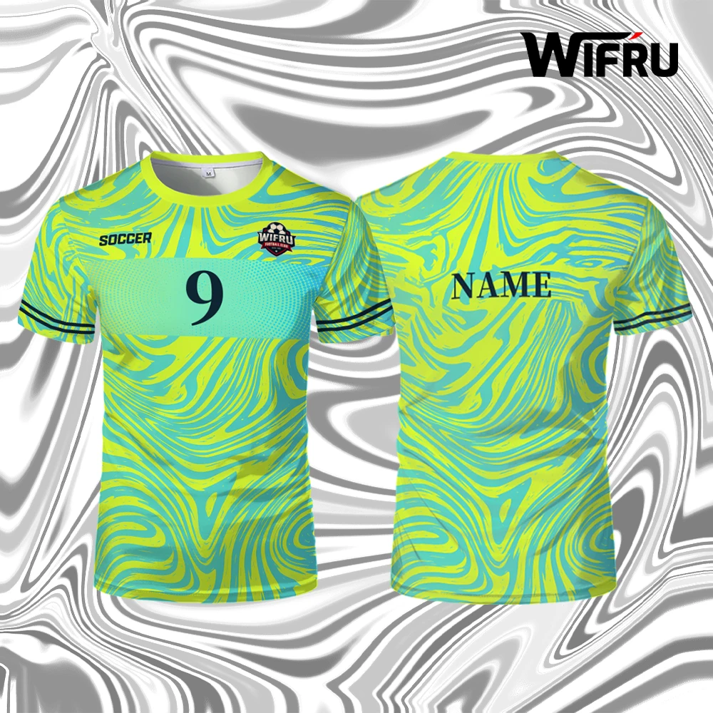 

Water Ripple Print Football Jersey Stadium Sports Training Breathable Short-sleeved T-shirt WIFRU New Custom Tops Kid's Clothing