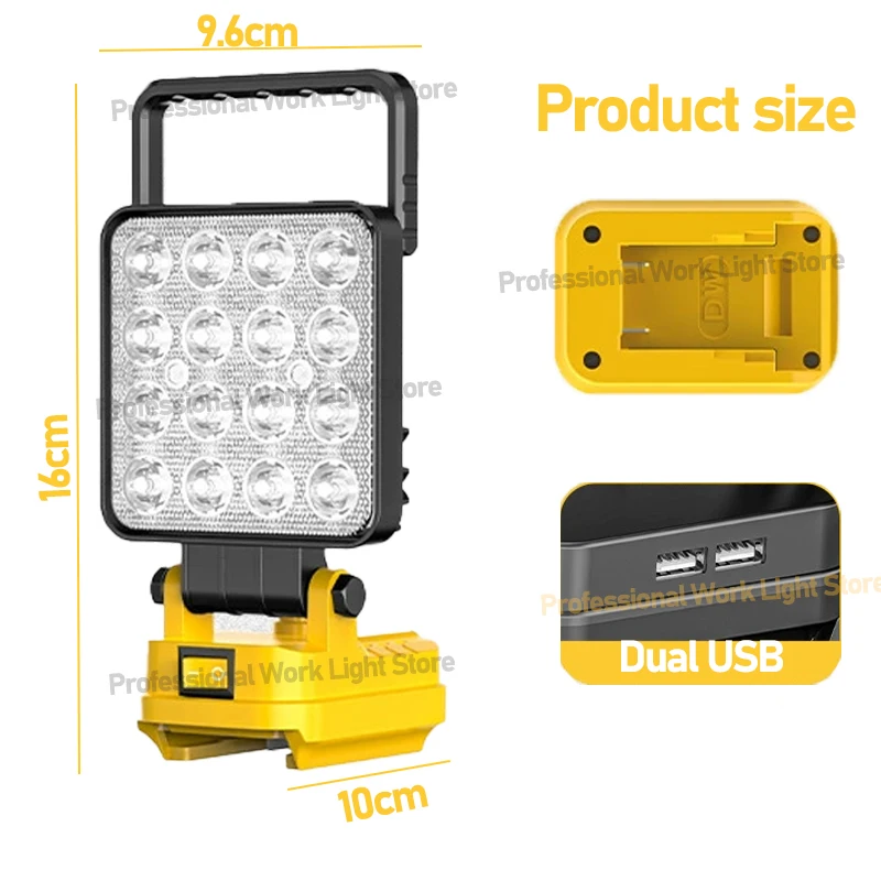

4-дюймовый светодиодный фонарь для аккумуляторов Dewalt 14.4V 18V Li-ion, уличный прожектор, светодиодный фонарик, кемпинговая лампа, аварийное освещение