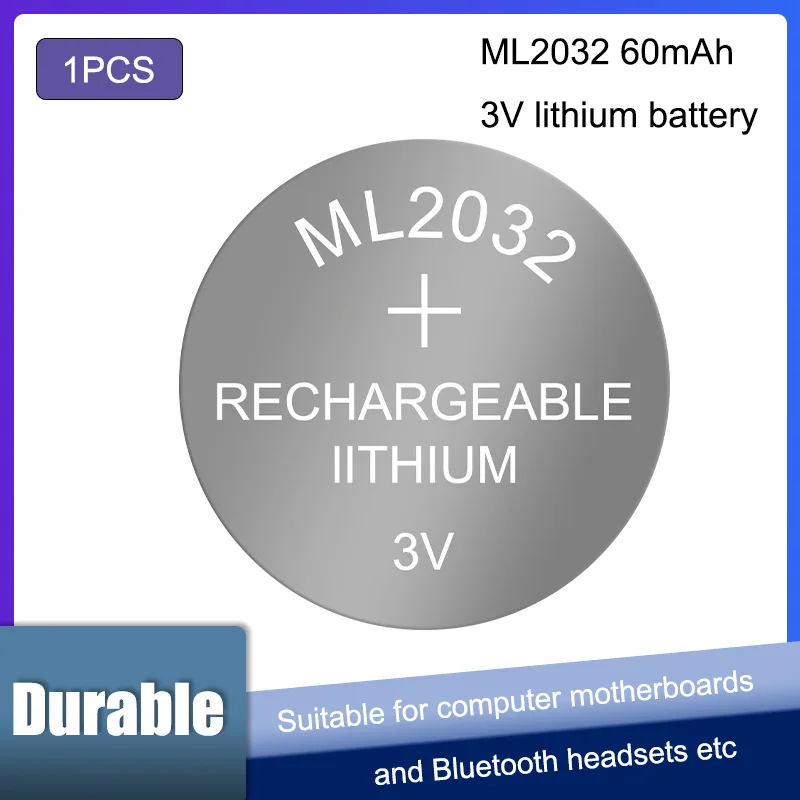 

1 шт./партия, 3 в, батарейка-таблетка, 2032 ML2032, перезаряжаемая, CMOS, BIOS, RTC, резервная батарея