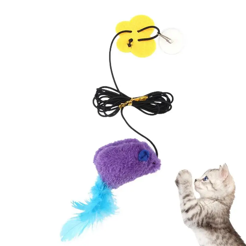 Cat Door Toy String Kitten Toys Funny Door Hangings Bouncing Mouse Toy Swing Toy With Feather Retractable Door Rope Toy For Home