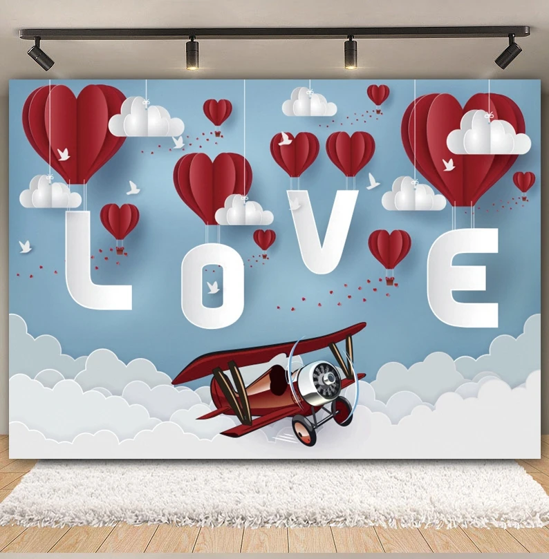 Valentine's Day Backdrop February 14 Valentine Red Love Heart Romantic Dating Couple Portrait Wedding Photography Background