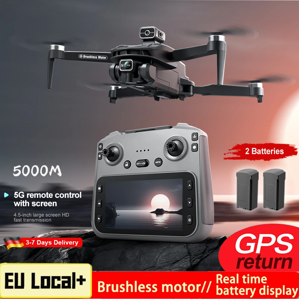 Drone de Surveillance Professionnel 2026 V168 MAX GPS avec Caméra 4K, FPV Aérien, Évitement d'Obstacles et Grand Écran de Contrôle