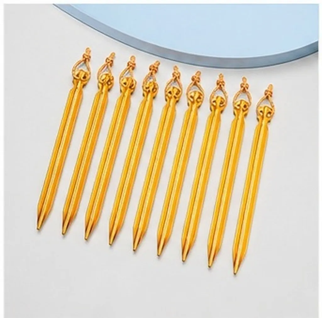 10Pcs Gold Aluminium Tent Pegs 18Cm Sand Snow Pegs V Shape Lightweight Strong Grip for Beach Camping Outdoor Tarp Anchoring