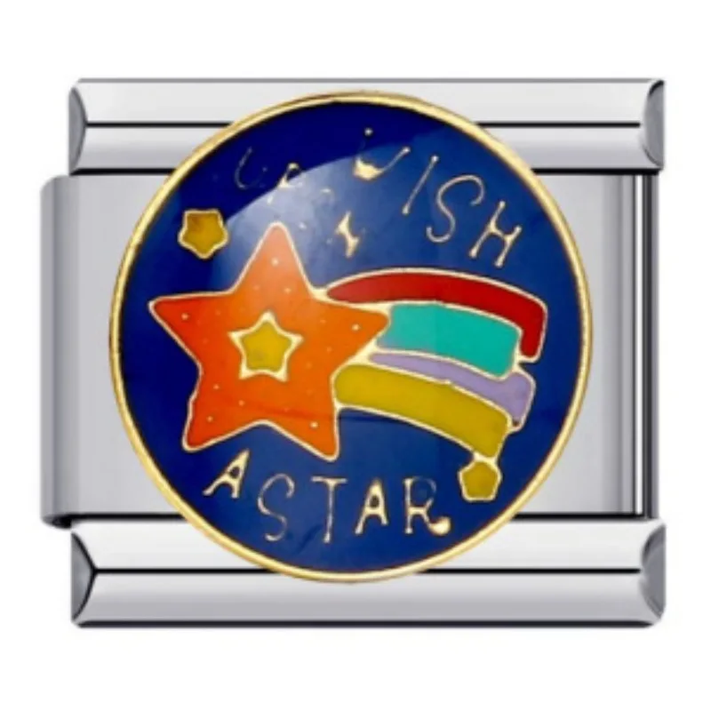 سوار وحدة الفضاء الإيطالية، سوار من الفولاذ المقاوم للصدأ الملحوم بنمط تنقيط الزيت DIY سوار شخصي مرن #6