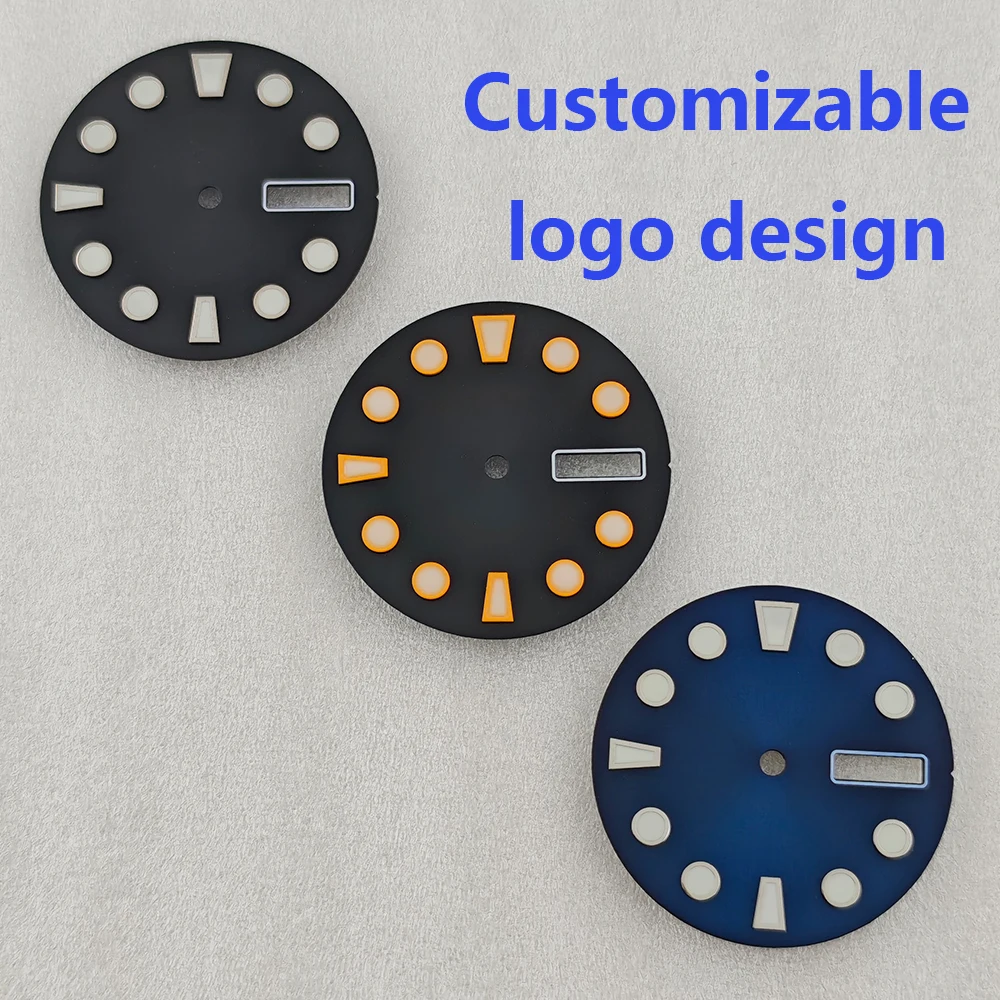 28.8mm NH36 Dial Watch Dial Dual Calendar Green Luminous Customizable Logo Watch Face Watch Parts Fit NH36 Movement