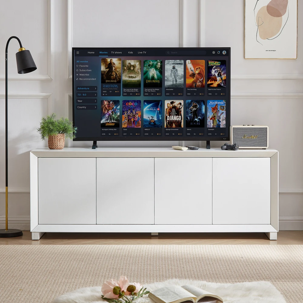 Armoire de Rangement pour Buffet, Meuble TV de Style Moderne pour Salon, Cuisine, Chambre à Coucher, Entrée Blanc