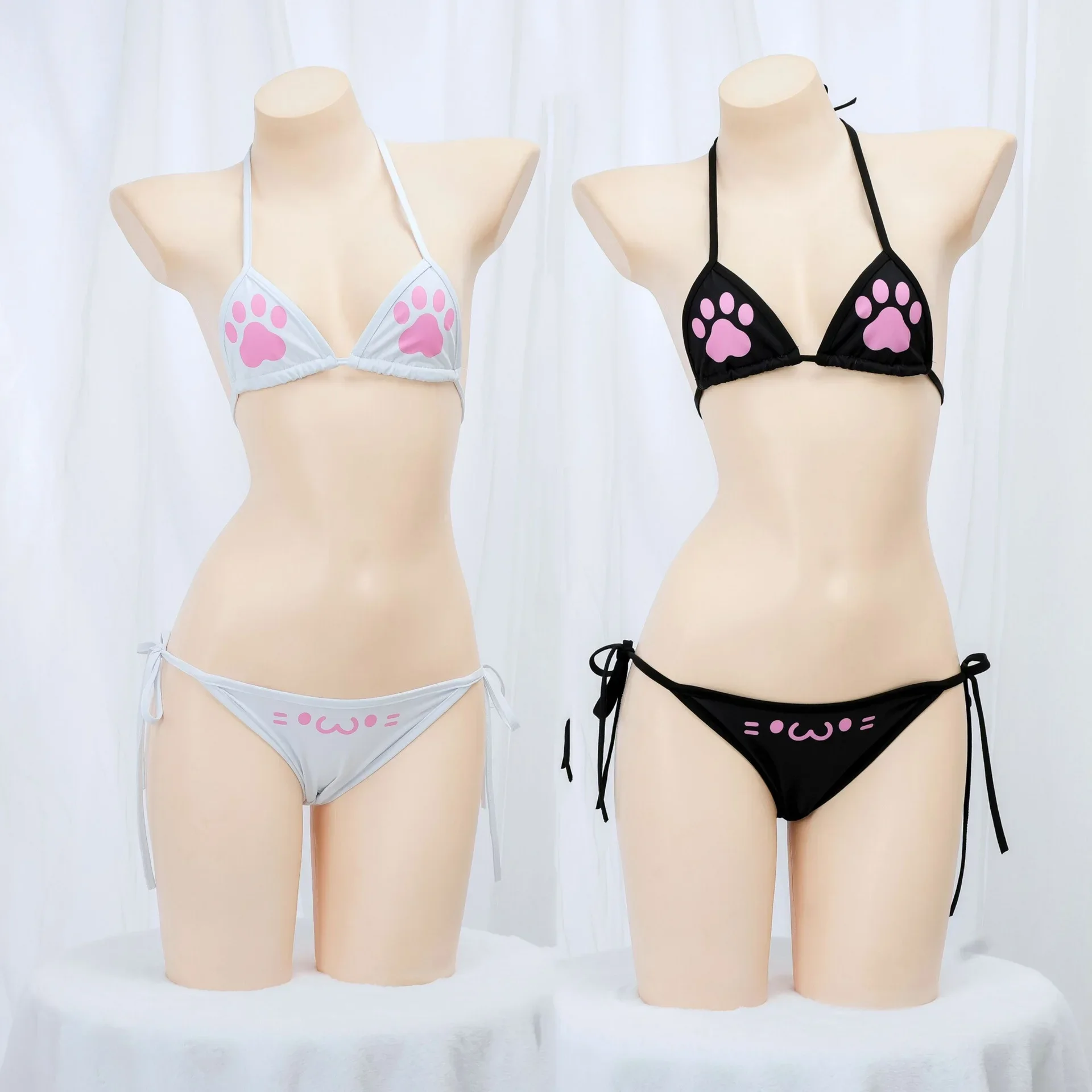 Anime Katze Pfote Bikini Set Katze Mädchen Cosplay Kostüm Verband Backless Badeanzug Nette Mädchen Unterwäsche Rolle Spielen Dessous Frauen Outfits