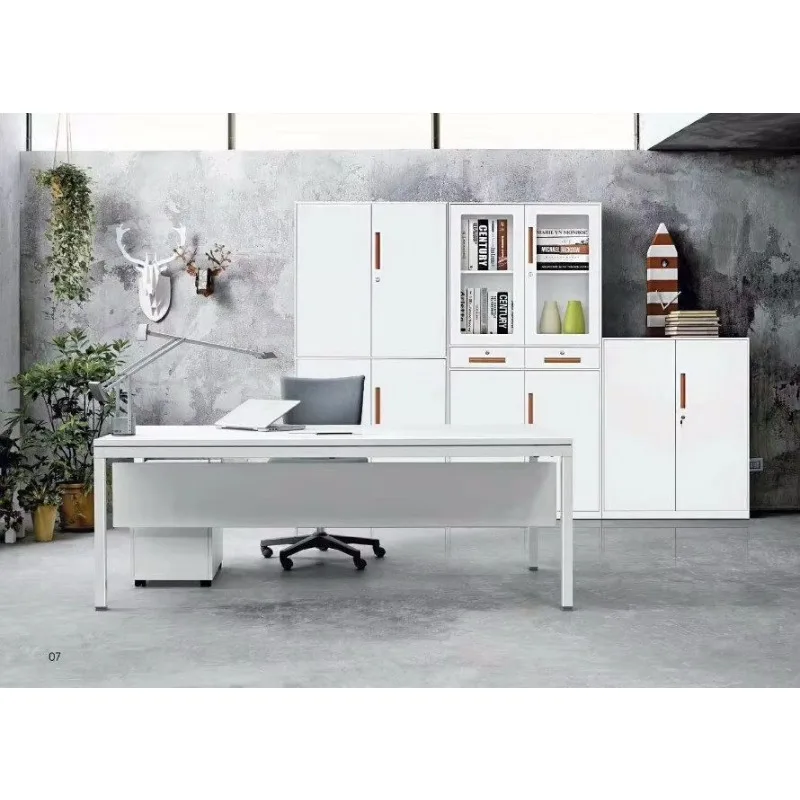 New Design 4 Doors 2 Tier White Color Metal Office Furniture Display Glass Door Filing Cabinets