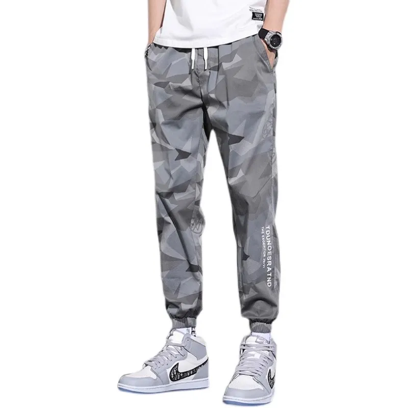 Ice Silk Camouflage Loose Fit Casual Pants for Men Summer Workwear Trousers with Cuffs Youthful Vitali Sle Thin Cotton