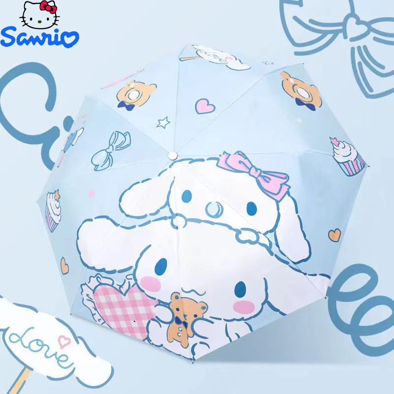 Sanrio Umbrella Sunscreen UV Protection Sunny And Rainy Dual-use Cinnamoroll Folding Automatic Black Coating Bumper Cloth Gifts