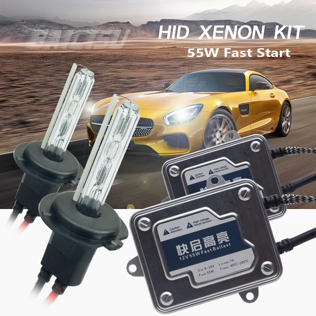 55w Xenon lamp H7 Slim Ballast kit HID Headlight Bulb H1 H11 hir2 hb3 H4 Bi-Xenon 6000k white Replace Halogen light