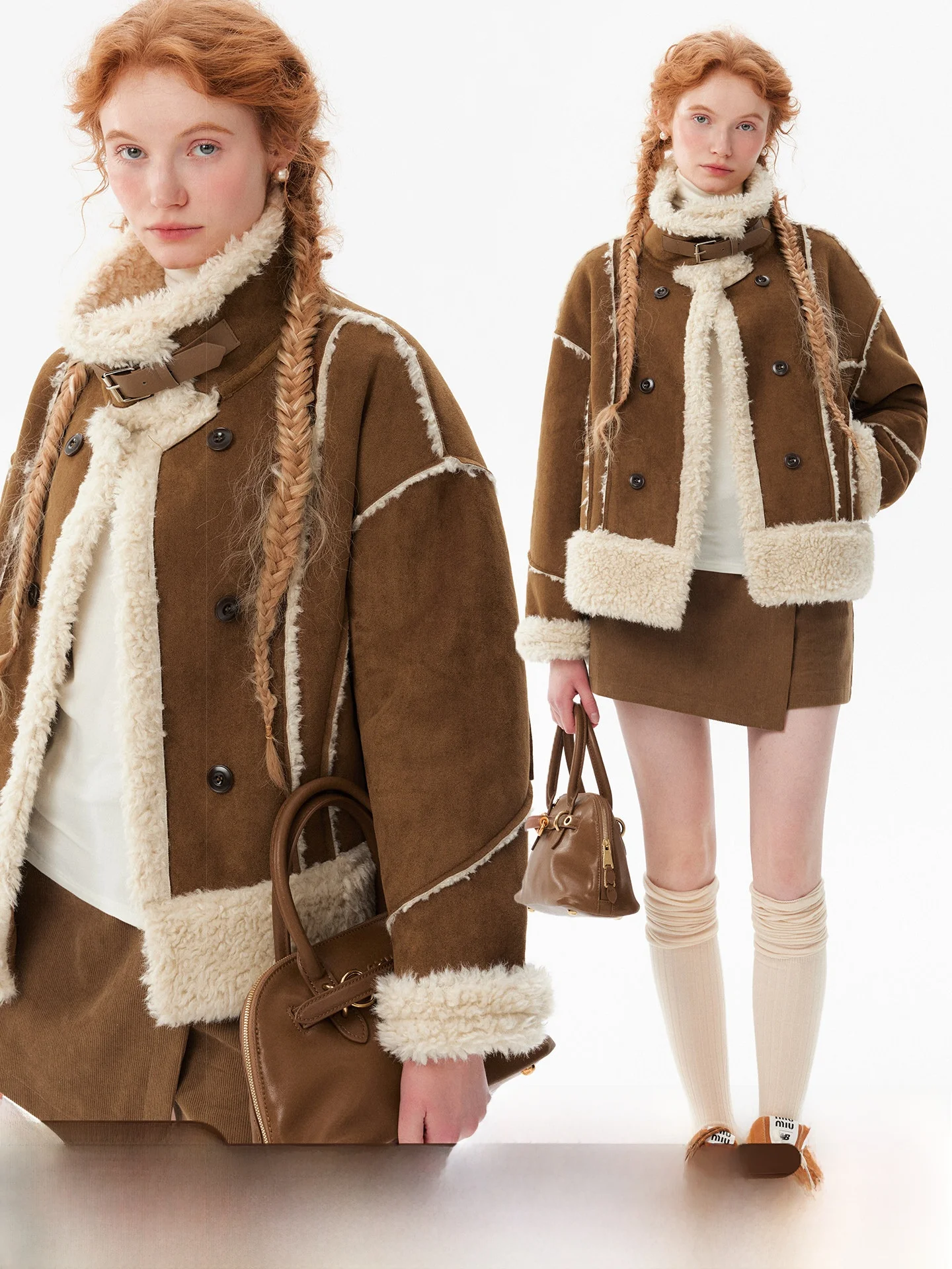 

Пальто в стиле ретро с двубортной застежкой, из искусственного меха ягненка, с утолщенным воротником-стойкой, зимнее теплое, из полиэфирного волокна