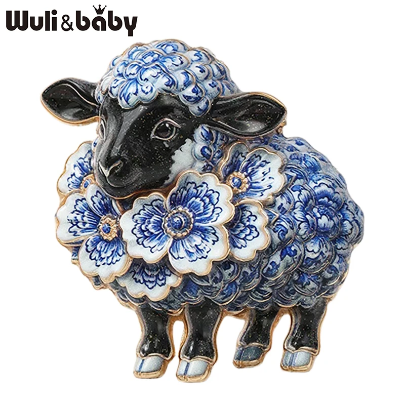 Wuli&baby 여성을위한 매력적인 양 브로치 핀 유니섹스 6 색 꽃 염소 신년 파티 사무실 동물 브로치 핀 선물