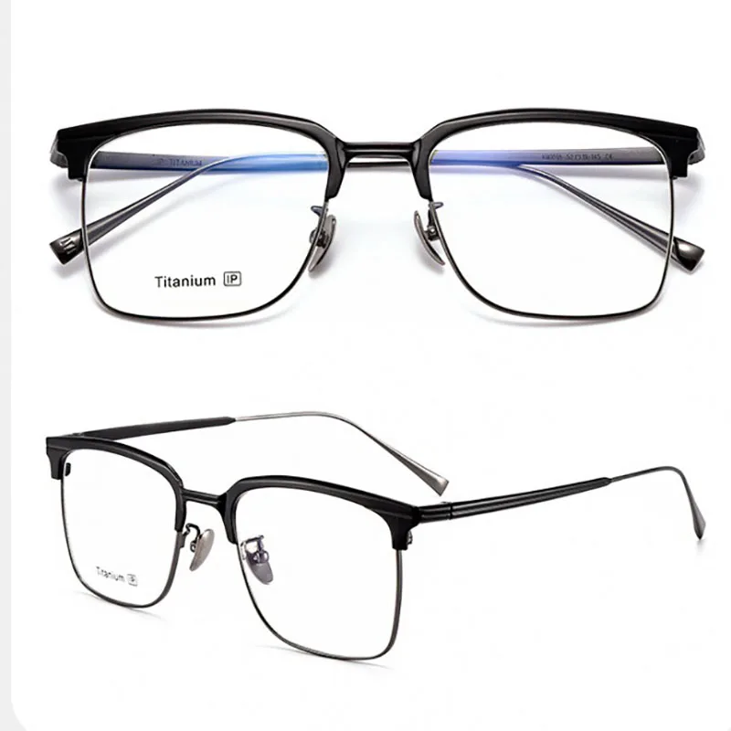 Sturdy Business Office Eyeglass Frame Men Optics Myopia Hyperopia Progressive Prescription Square Eyewear Double Line Design