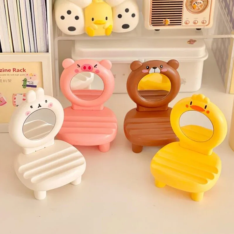 Kawaii Cartoon Stoel Telefoonhouder Met Spiegel Verstelbare Telefoonbeugel Tablet Ondersteuning Telefoon Stand Houder Kantoor Bureau Organizer