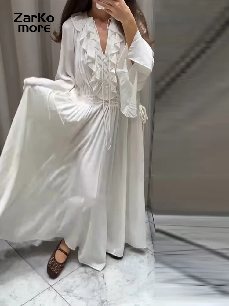 long baggy dresses GUACER Maxi Dress for Women Fashion V Neck Cotton Linen Sleeveless Tiered  Pleated Summer Baggy Long Dresses with Pockets