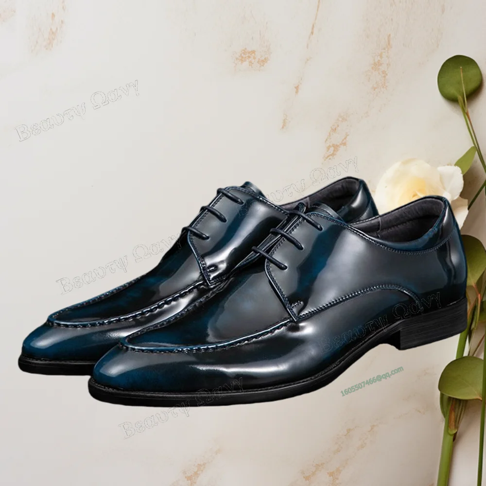

Blue Sew Lace up Oil Like Men Dress Shoes Slip on Men's Dress Shoes Gentlemen Slip on Party Shoes Big Size 47 Sprig Autumn
