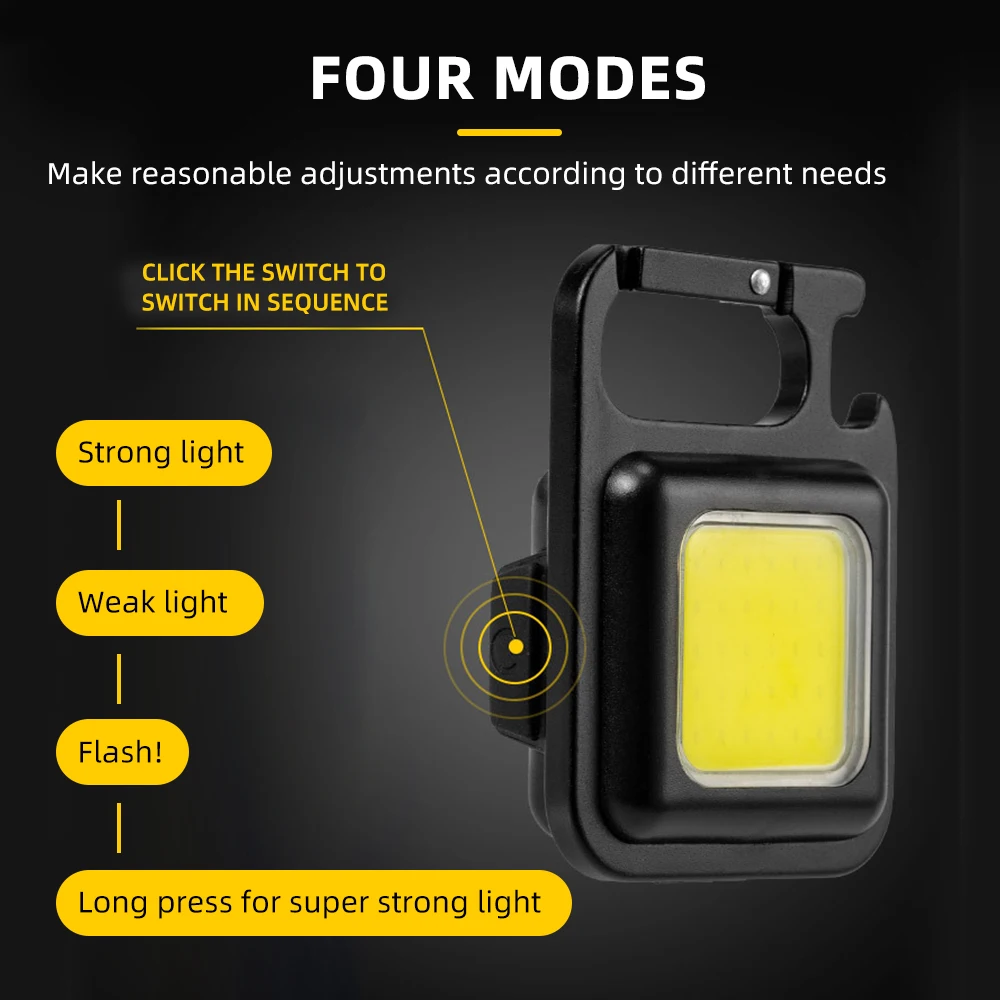 BOOIU Mini LED Flashlight Keychain Multifunctional Aluminium Alloy Portable COB Lamps USB Charging Outdoor Camping Work Lights