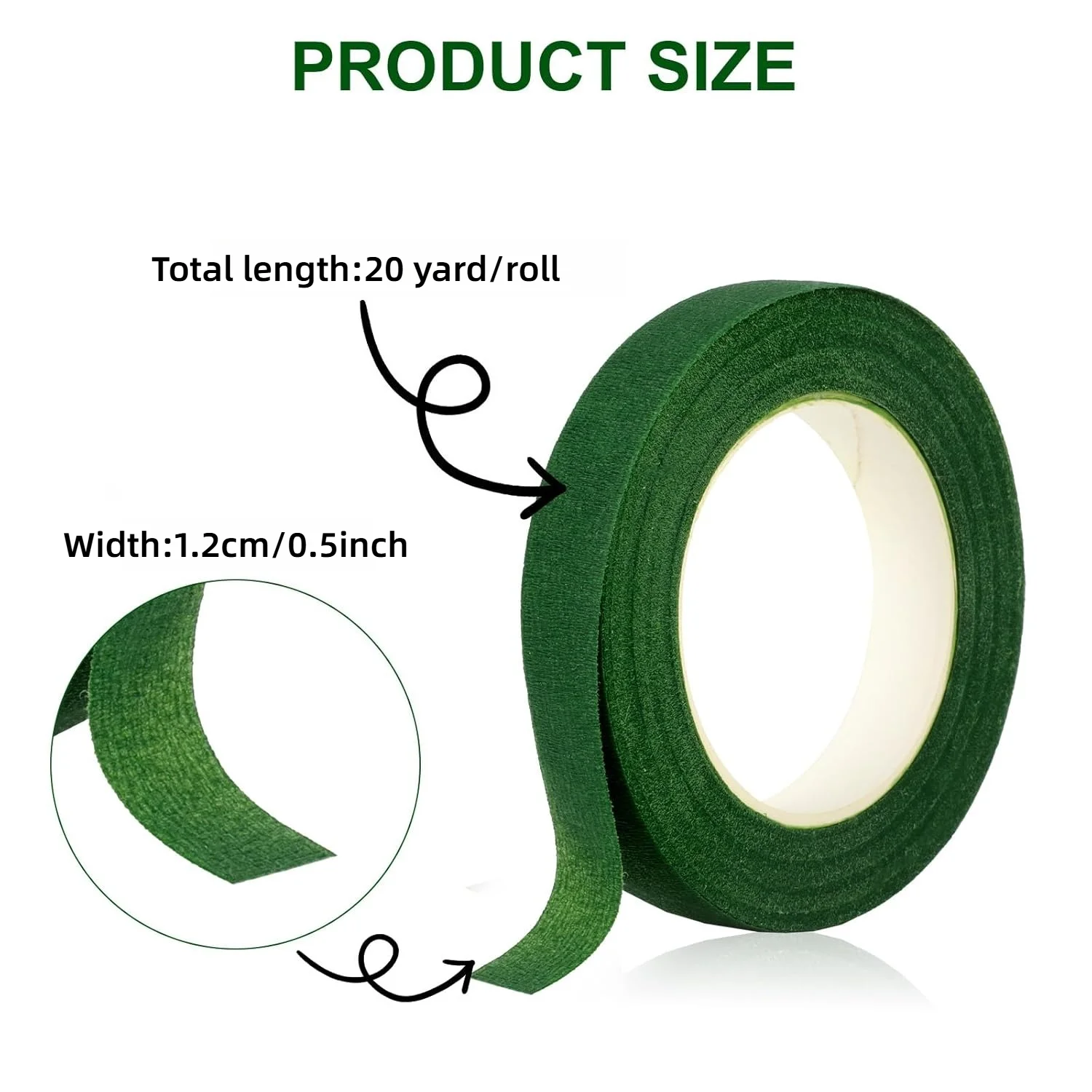 3/6 Rolls Floral Stem Wrap Tape 20 Yards Self-Adhesive Green Tape for Bouquet Making Birthday Wedding Flowers DIY Crafts