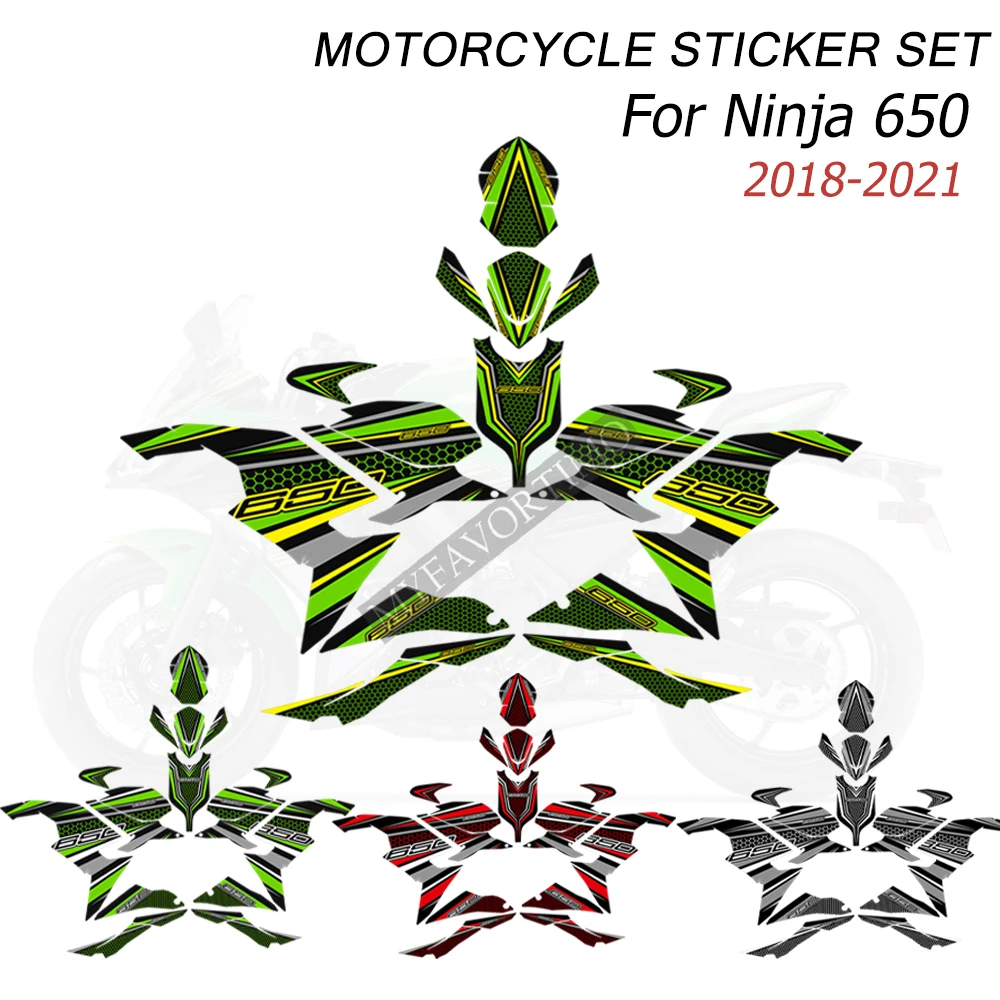 

For Kawasaki Ninja 650 2018 2019 2020 2021 Protector Tank Pad Stickers Decal Kit Knee Emblem Badge Fairing Protection