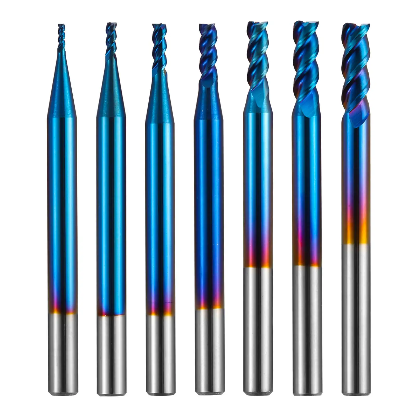 Genmitsu 3-Flute Square End Mill for Aluminum Applications, Nano Blue Coat CNC Router Bits, High Feed U-Type Design