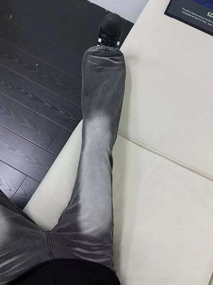 

Мужские зимние джинсы Bla с узором «усы», расклешенные, в американском ретро-стиле, прямые, длинные брюки с низкой талией на молнии, повседневные